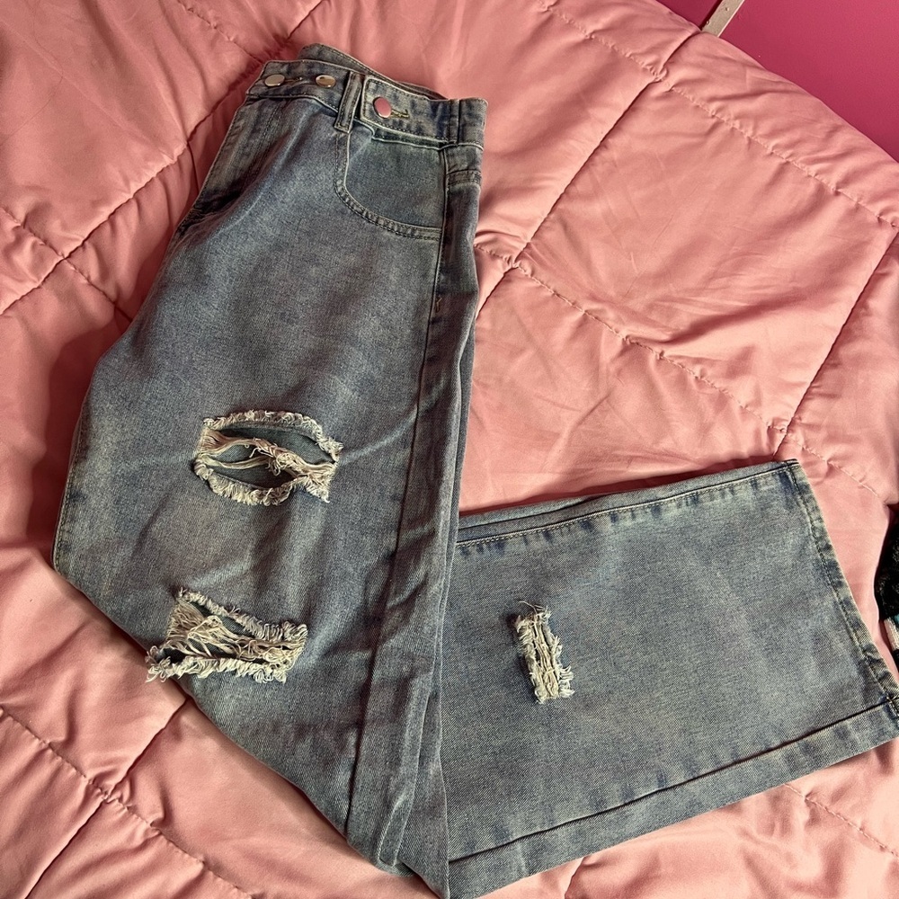 Distressed Blue Jeans - Picture 2 of 6